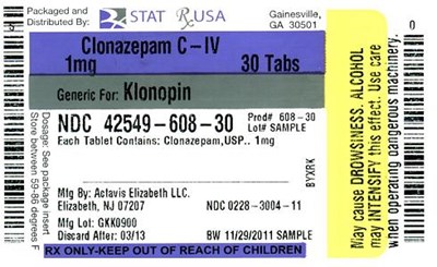 Clonazepam C-iv 1mg Label Ae Image (Clonazepam C Iv 1mg Label Ae 42549)